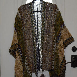 BOHEMIAN Women's Colorful Knit Shawl Rauna with Tassels One Size Fits Most